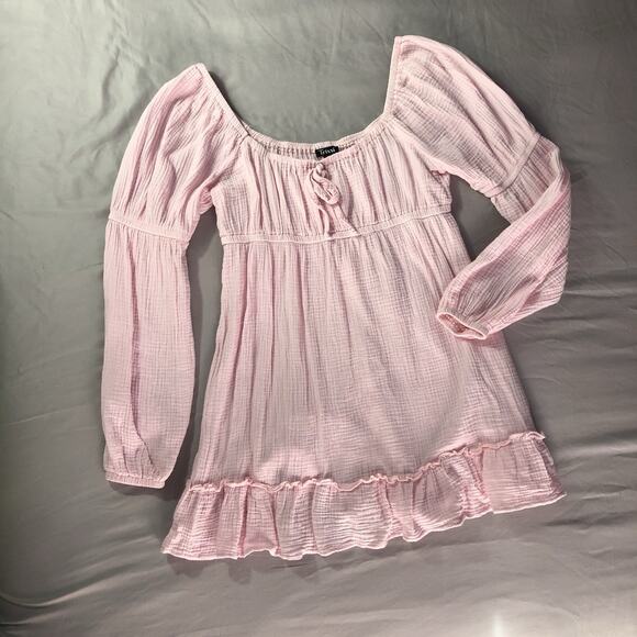 Babydoll Dresses & Skirts - Babydoll Milkmaid Dress Pink Cotton Gauze Long Sleeve Size XL Fairy Festival